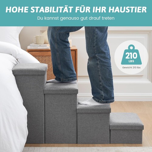 Dog Stair for Small Dogs with Storage, Foldable Pet Step with Leakproof Cover - Picture 3 of 9