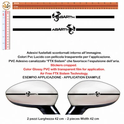 Abarth scorpione pvc nero adesivi specchietti Sticker Wing Mirror black 2 pz.