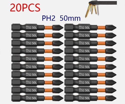 20PCS PH2 Impact Duty Driver Bit Set Magnetic Phillips Screw Driver Bits 50mm - 第 1/6 張圖片