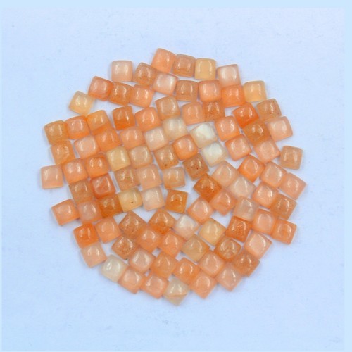 Peach Moonstone Cushion Cabochon 8mm-15mm-Pack of 5 Pcs Natural Moonstone Cabs.
