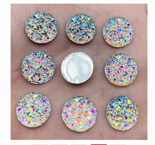 10 Harz Cabochons 10|12 mm Strasssteine Glitzer Kristal Diamanten Glanz - Bild 4 von 4
