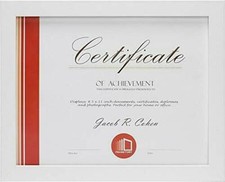 8.5x11 White Picture Frame for Certificates Diploma Documents Awards for Wall