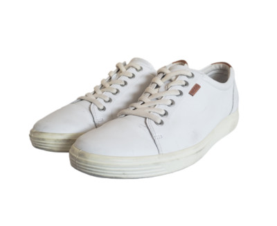 Ecco Soft 7 White Leather Comfort Lace Up Casual Sneakers Women's Size 10 Shoes