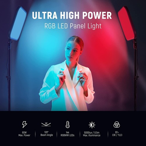 Neewer 18.3” RGB LED Video Light Panel w/ APP Control 360° Color 60W Dimmable AU - Picture 2 of 9