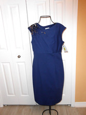 NWT~$169.00~CALVIN KLEIN~INDIGO BLUE~SEQUENCE SHOULDER~SLEEVELESS~Dress Size 8