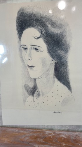 Vintage Original Drawing Portrait Woman Signed Robbey-Ritchie Framed 36" x 28" - Picture 11 of 15