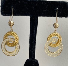 14K YELLOW GOLD FILIGREE DOUBLE HOOP EARRINGS