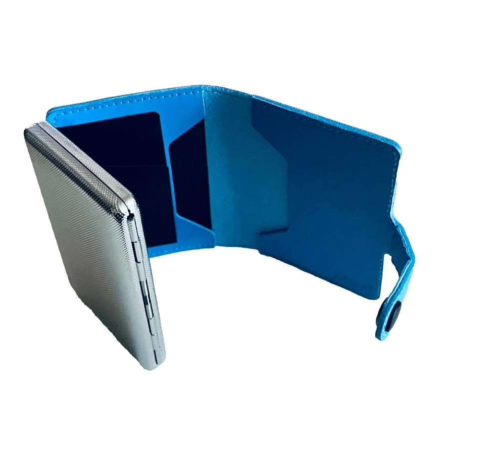 100er Long Size Metall Zigarettenetui Etui + Geldschein + Bankkarten Fach Blau - Bild 2 von 4
