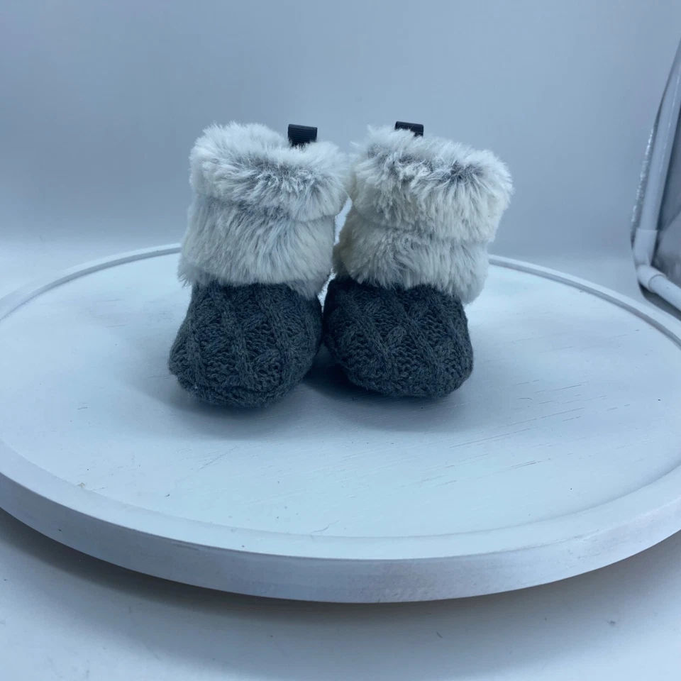 Botas de inverno Stepping Stones bebê 3-6M 3-6 meses malha de pele sintética cinza - Imagem 2 de 4