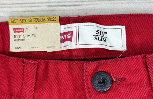 NWT Levis 511 Slim 18 Reg 29x29 Red Jeans - Picture 4 of 12