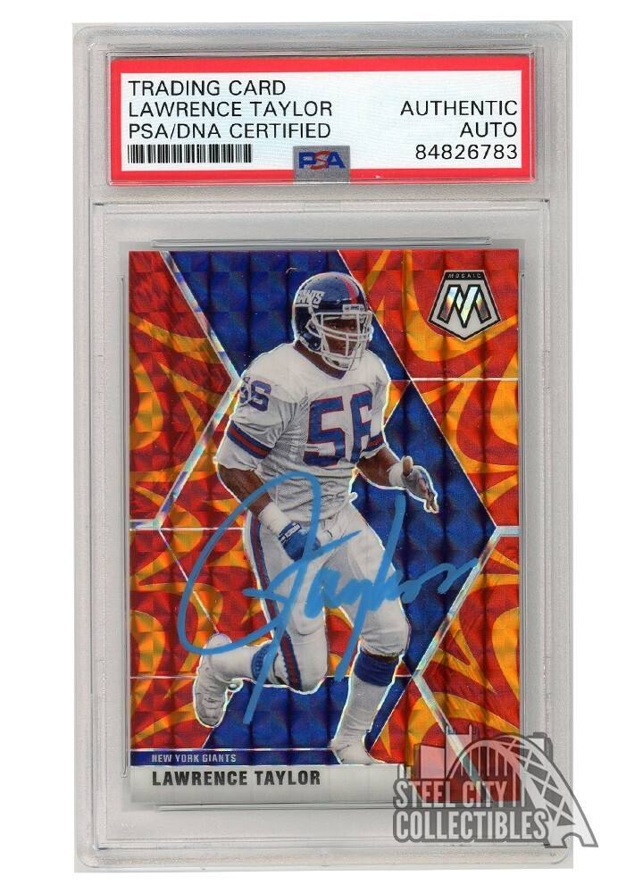 Lawrence Taylor 2020 Mosaic Reactive Orange Auto Card #154 PSA/DNA (Light Blue) 