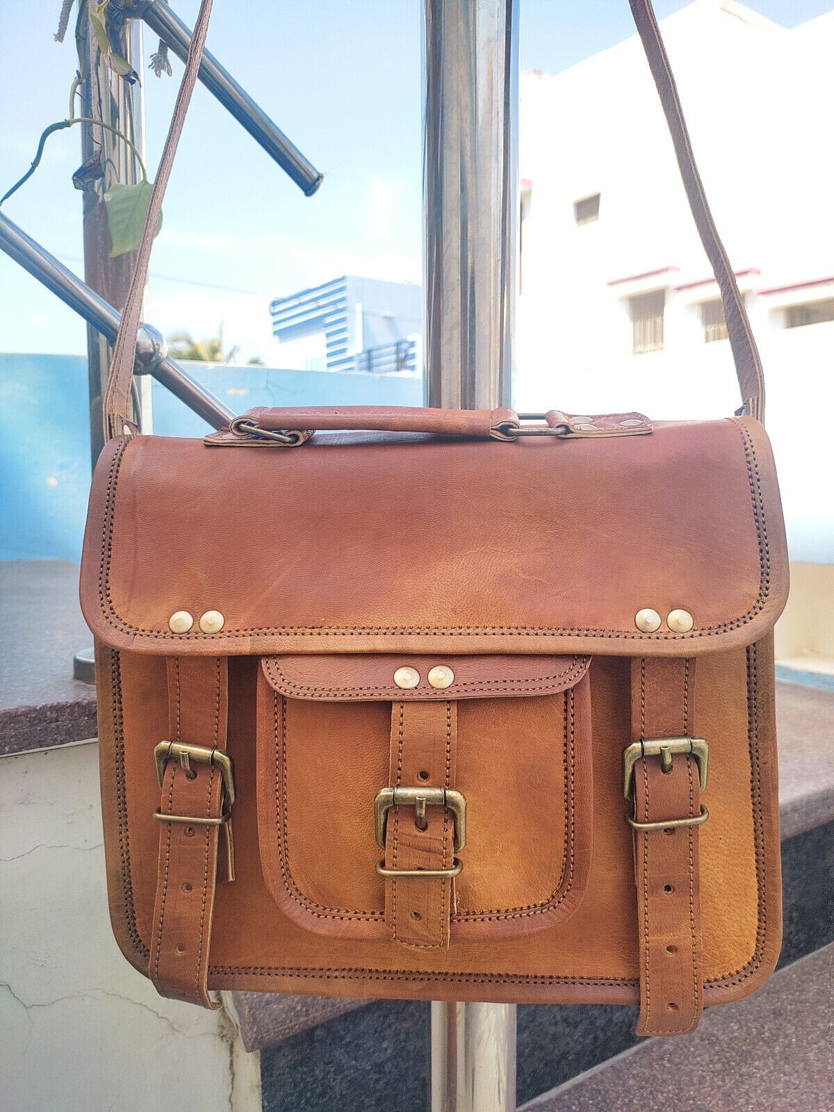 Men's Best Genuine Vintage Laptop Brown Leather Satchel Bag