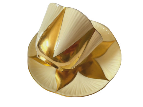 VTG Shelley Harlequin #11777 Pale Yellow Dainty Tea Cup & Saucer Set Gold Trim - Picture 8 of 13