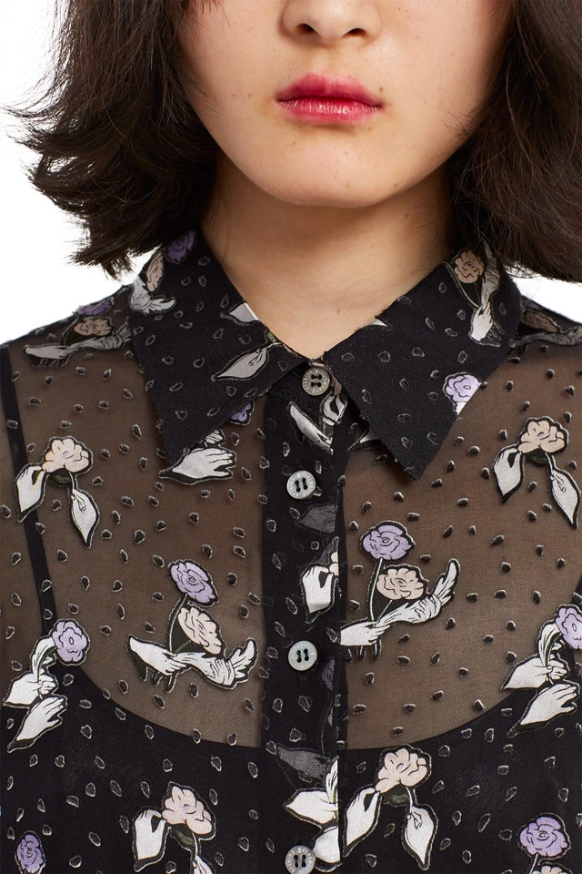 Blusa floral nova com etiquetas US$ 350 cerimônia de abertura gestos burnout S17AAH12087 tamanho 0 - Imagem 4 de 4