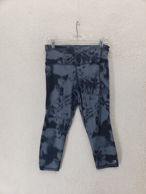 Champion Women Pants Medium Blue Tie Dye Poly Blend Activewear Capri Leggings