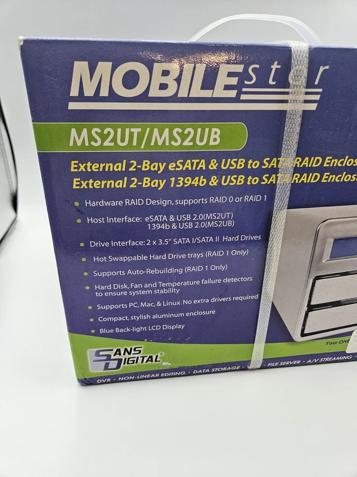 Sans Digital MobileSTOR MS2UT 2 Bay SATA to eSATA/USB 2.0 Enclosure Brand New - Image 3 of 4