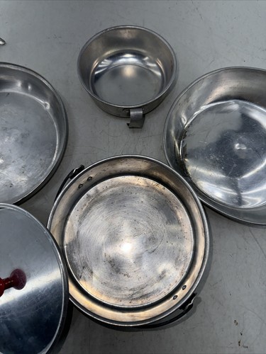 Vintage Aluminium Chaos Kit 5 Stück Camping Mädchen Pfadfinder Kochen Pfanne Topf Tasse - Bild 3 von 16
