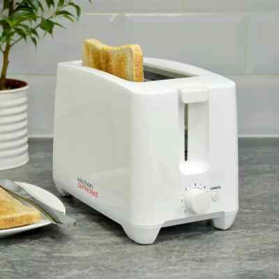 Toaster 2 Scheiben extra breite Schlitze 750W Cool Touch 7 Stufen variable Bräunung weiß
