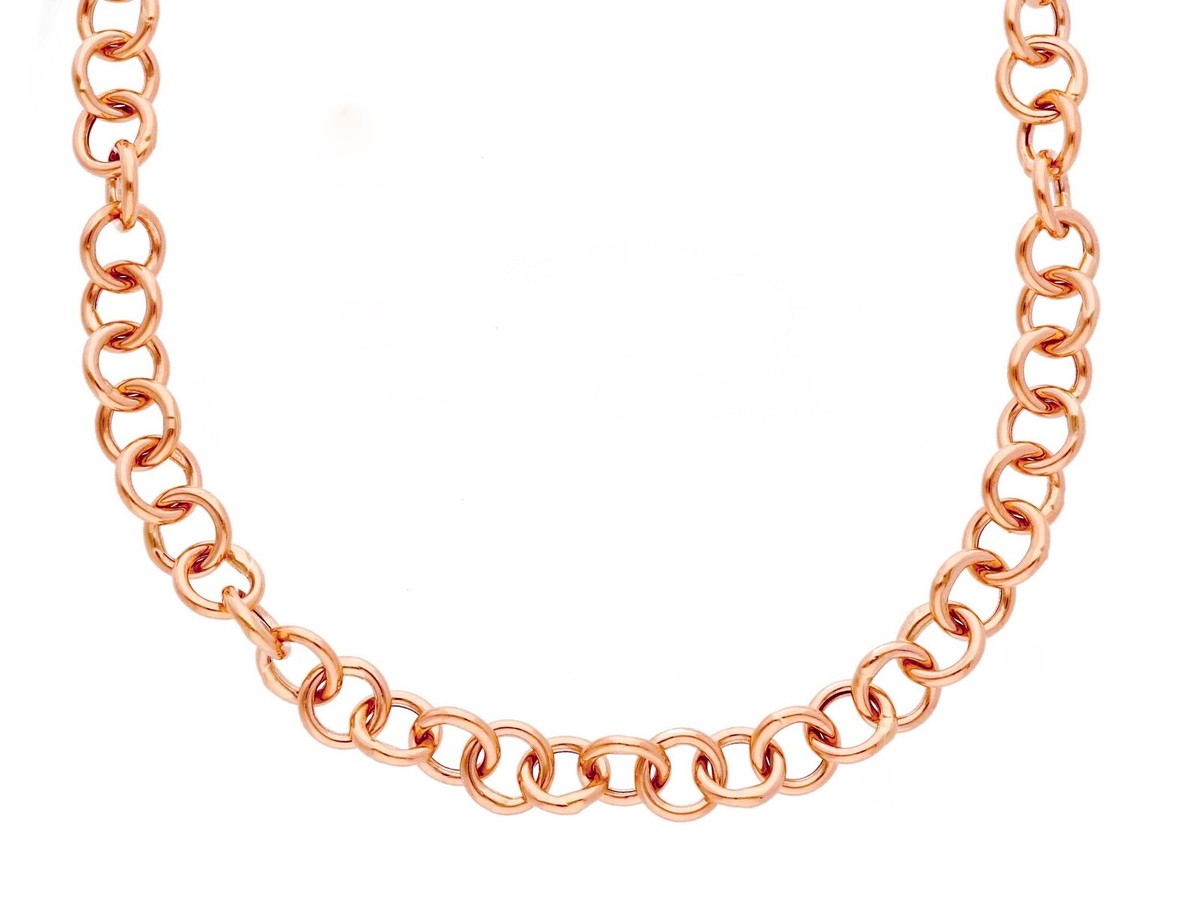 18K ROSE PINK GOLD CHAIN ROUND CIRCLE ROLO LINK DIAMETER