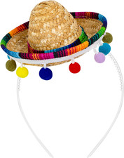 Sombrero Party Hats, Classic Cinco De Mayo Mini Mexican Party Hat with Headband
