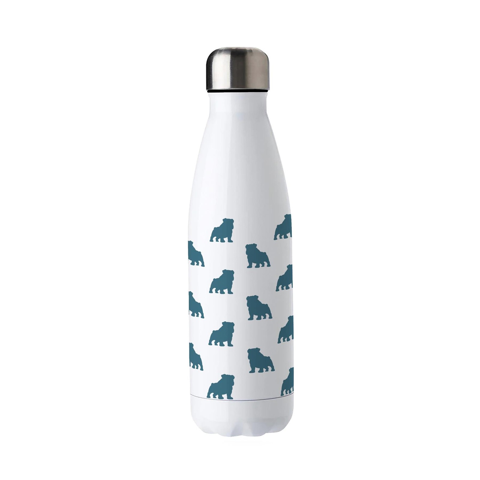 Bulldog Water Bottle - Blue Reusable 500ml Metal Drinks Bottle Dog Gifts
