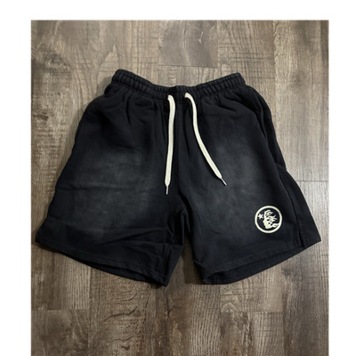Hellstar Men's Black Cotton Fleece Sweat Shorts Drawstring Elastic Waist Logo