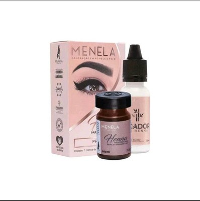 Menela Brazilian Henna For Eyebrows Color Black (PRETO) Waterproof Ink Kit 2.5g