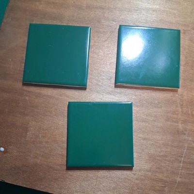 Lot of 3 Mannington USA 4-3/8'' Emerald (Green) Ceramic Tile MCM - VTG. 1996