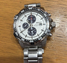 USED Excellent Seiko V172-0AT0 Solar Chronograph Panda White Dial From Japan