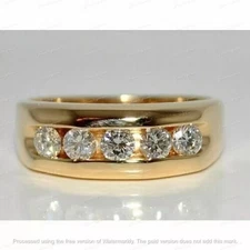 2Ct Round Cut Lab Created Diamond Men's Wedding Band Ring 14k Yellow Gold Plated