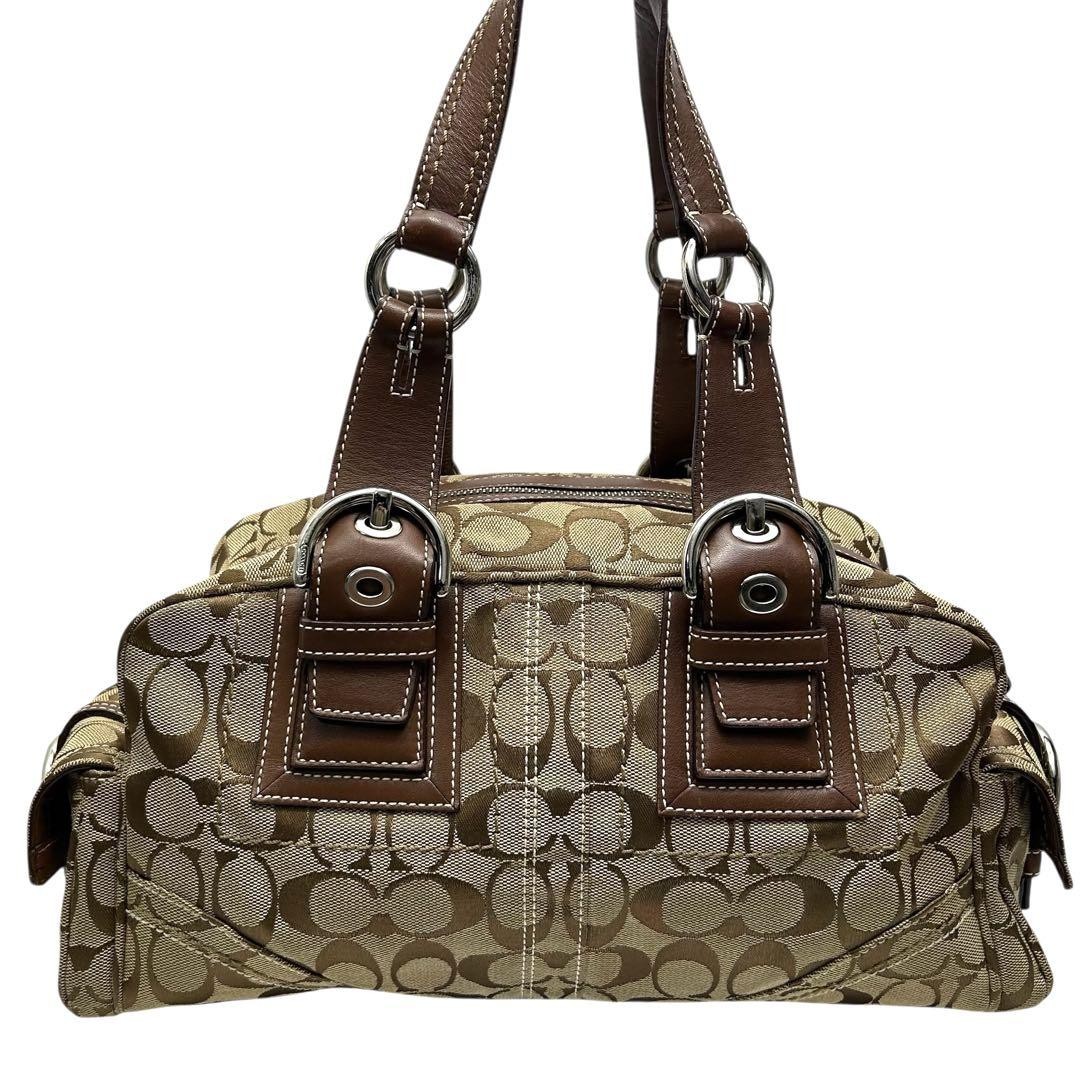バッグ Coach Soho Signature Mini Boston Brown Coach Soho Mini Boston Shoulder Bag Signature Brown Y2K | eBay