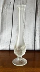 Fenton Water Lily Bud Vase Frosted Clear Glass Flower Pattern 9 Inch