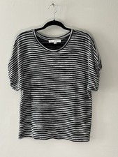 Ann Taylor LOFT Women's Small Black  White Striped Sweater Short Sleeve