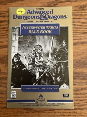 Rule Book ONLY for RARE Neverwinter Nights TSR AOL Computer PC Game