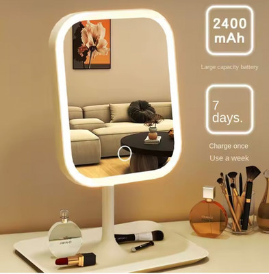 Niche Modern Desktop Vanity Mirror 3 Color Light LED Makeup Mirror Touching.