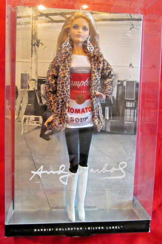 2015 Andy Warhol Barbie Wearing Campbell's Tomato Soup Fashion NRFB Silver Label