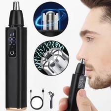 Rechargeable Nose Ear Hair Trimmer W/ LED Display USB Painless Portable Cutter