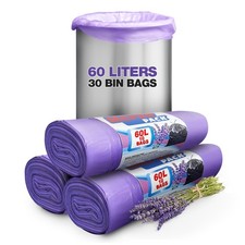 60L Lavender Scented Bin Bags, Waste Bags, Set 3 Rolls Counts 30 Bin Bags