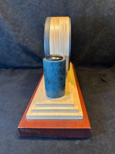 Rowe Creager OOAK Handcrafted Art Deco Multi-wood Mantle Clock Signed - Works - Picture 2 of 9