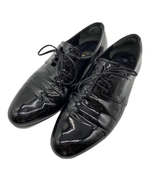 PRADA black patent leather lace-up shoes