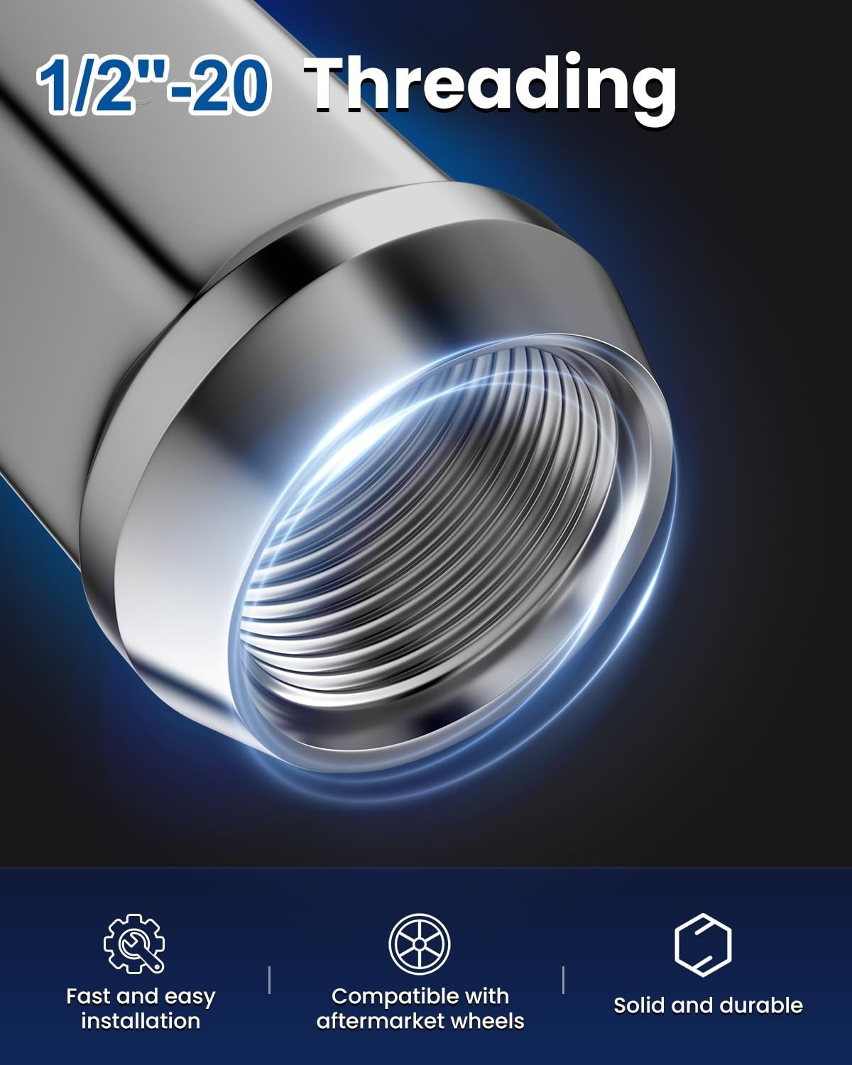 1/2x20 Lug Nuts 20pcs, Chrome 1/2''-20 Closed End Bulge Acorn Lug Nuts, 1.38"...