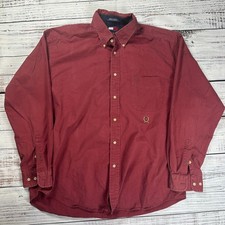 Vintage Y2K Tommy Hilfiger Crest Logo Button Down Shirt Cotton Burgundy Size XL