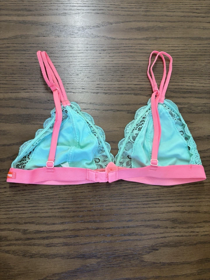 Victoria Secret розовый кружева треугольник бюстгальтер маленький неоновый розовый и новом сексуальный милый  - Изображение 4 из 4