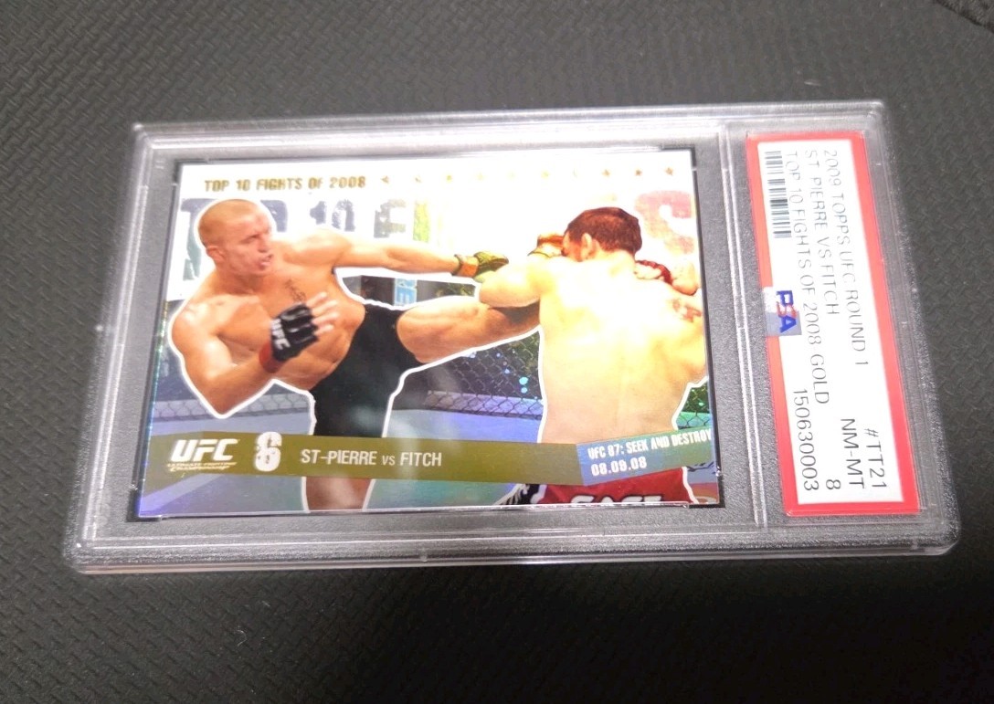 2009 Topps UFC Round 1 Top 10 Fights Georges St Pierre Gold #/88 PSA 8 Rookie view 3