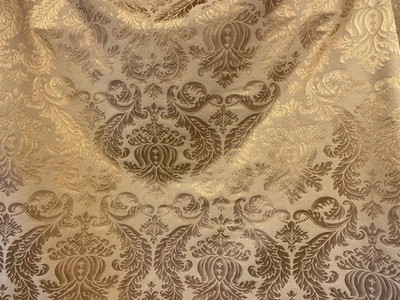 GOLD / BRONZE DAMASK CHENILLE UPHOLSTERY BROCADE FABRIC (54 in. Sold By The Yard