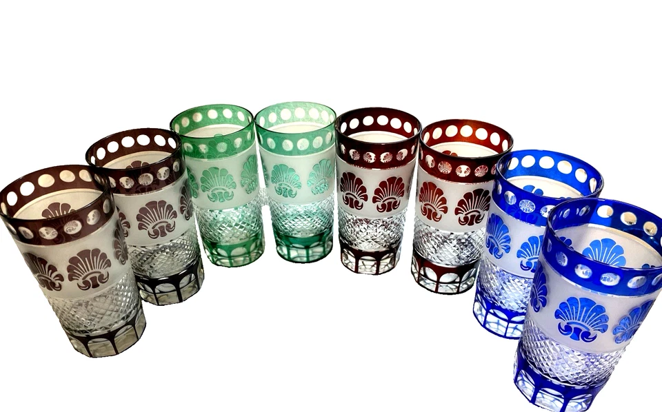 Godinger 香农水晶切割透明蛤壳圆点高球眼镜 8 件套 — 第 2/4 张图片