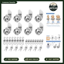 Zinc Alloy 5/8" Cam Locks 8 Pack with Keys - Keyed Alike Waterproof Security