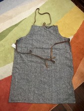 100 Cotton Chambray Apron with Pocket and Adjustable Neck with Long Leather Tie