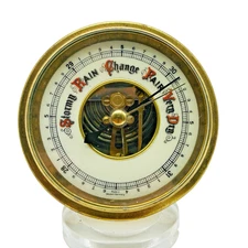 Vintage West German Aneroid Barometer Brass Casing Weather Station