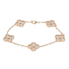 Van Cleef Arpels Women Bracelet K18 Yellow Gold YG diamond Vintage Alhambr...